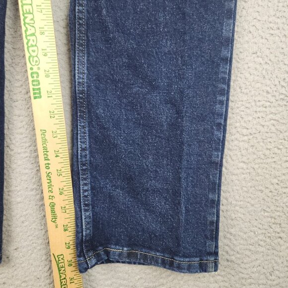 Wrangler Jeans Mens 34x32 Blue Slim Fit Straight Leg Dark Wash Cowboy Workwear - Picture 4 of 12
